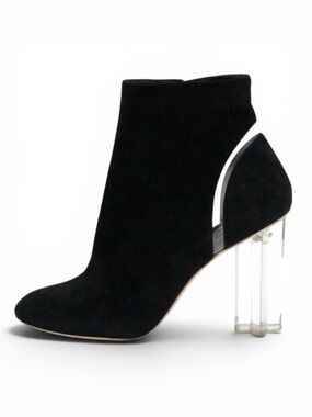 Louis Vuitton Silhouette Ankle Boots Black Suede with Transparent Lucite Heels